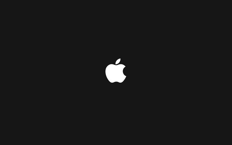 White Apple Logo — Black, Neutral, Minimalist, Apple Logo