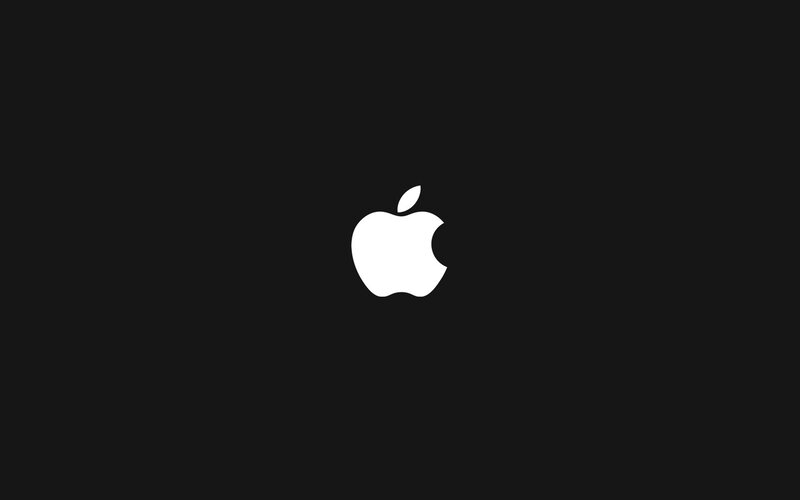 White Apple Logo — Black, Neutral, Minimalist, Apple Shape