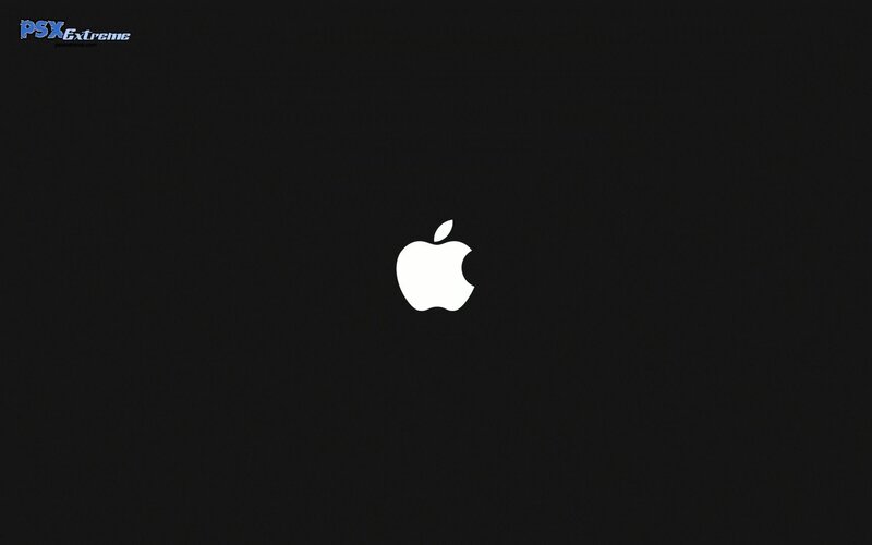White Apple Logo — Black, Neutral, Minimalist, Text