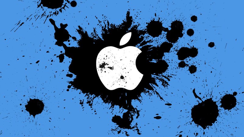 White Apple Logo — Blue, Bold