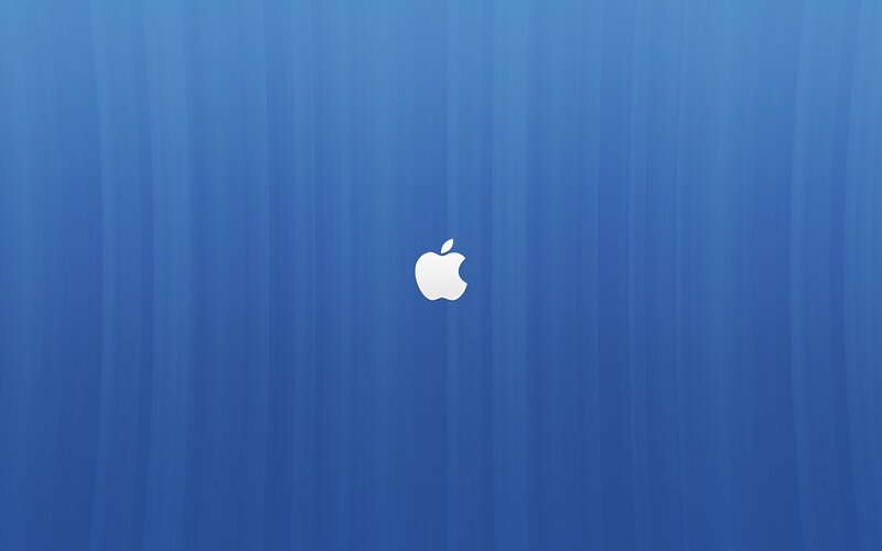 White Apple Logo — Blue, Calm, Minimalist, Blue Background