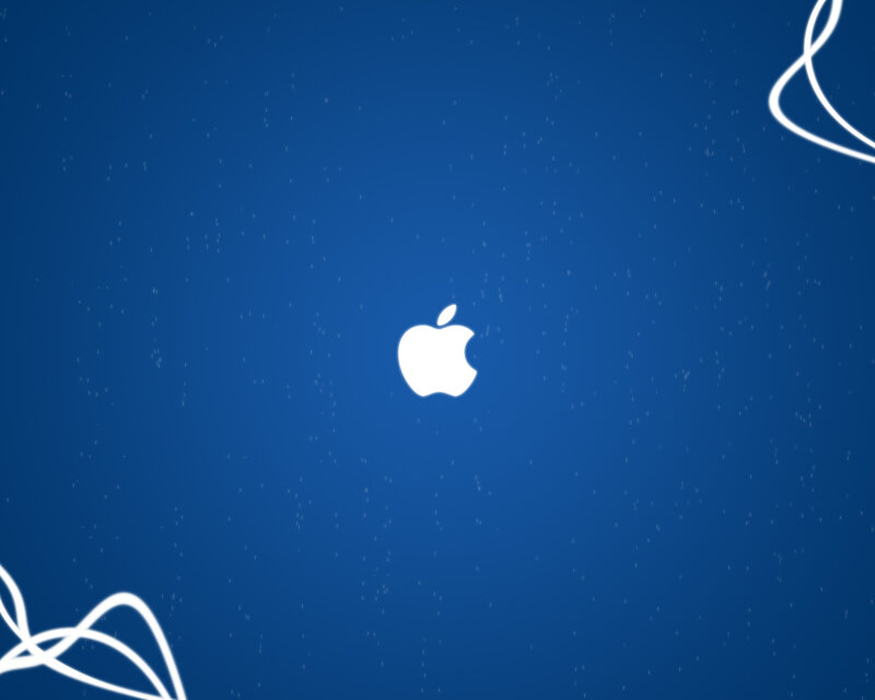 White Apple Logo — Blue, Calm, Minimalist, Blue Background, White Lines