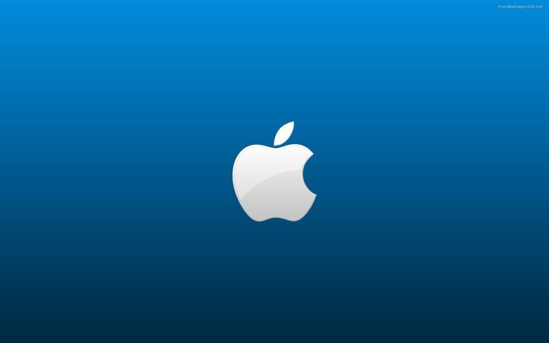 White Apple Logo — Blue, Calm, Minimalist, Blue Gradient