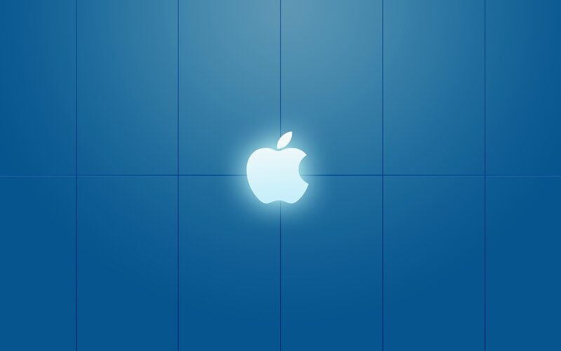 White Apple Logo — Blue, Calm, Minimalist