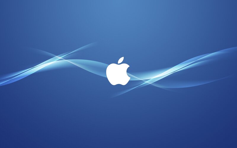 White Apple Logo — Blue, Calm