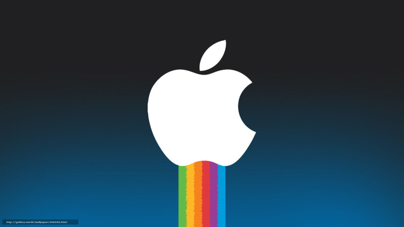 White Apple Logo — Blue, Minimalist, Digital Art