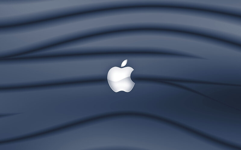 White Apple Logo — Blue
