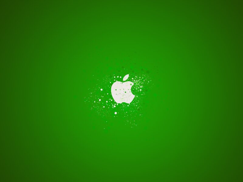 White Apple Logo — Green, Minimalist