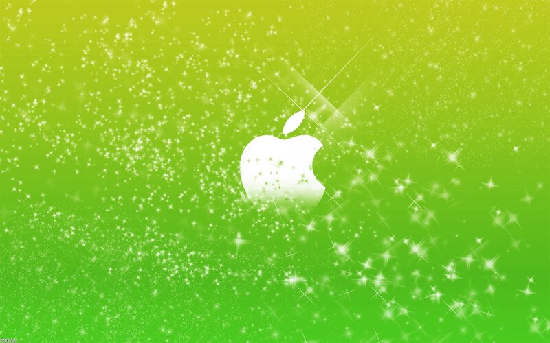 White Apple Logo — Green, Sparkling