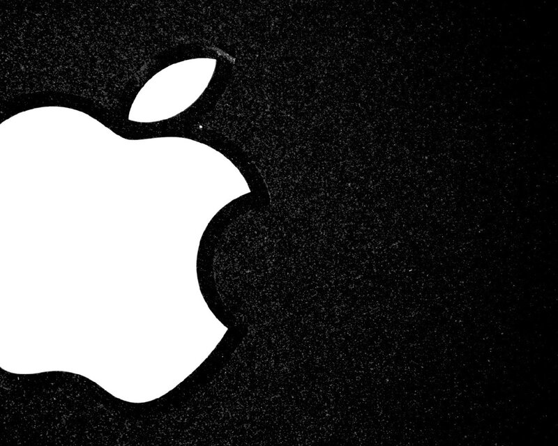 White Apple Logo — Neutral, Black Background