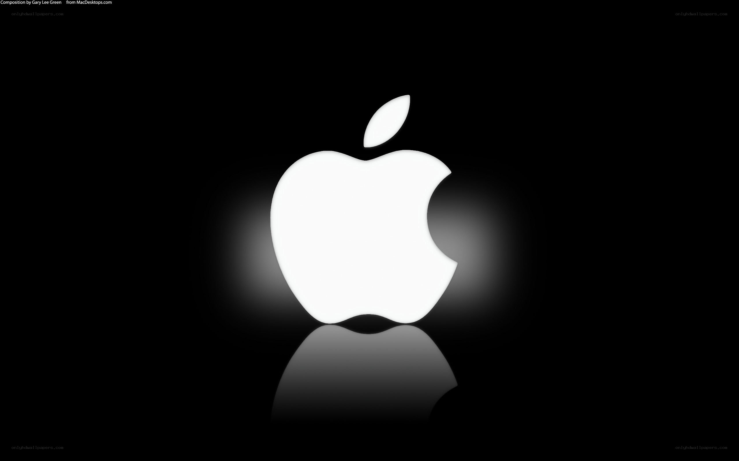 white apple logo on black