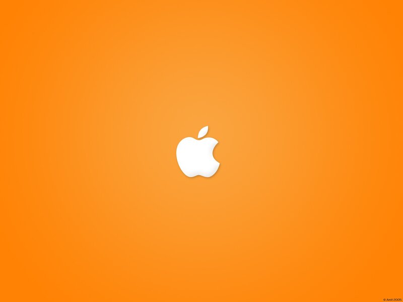 White Apple Logo — Orange