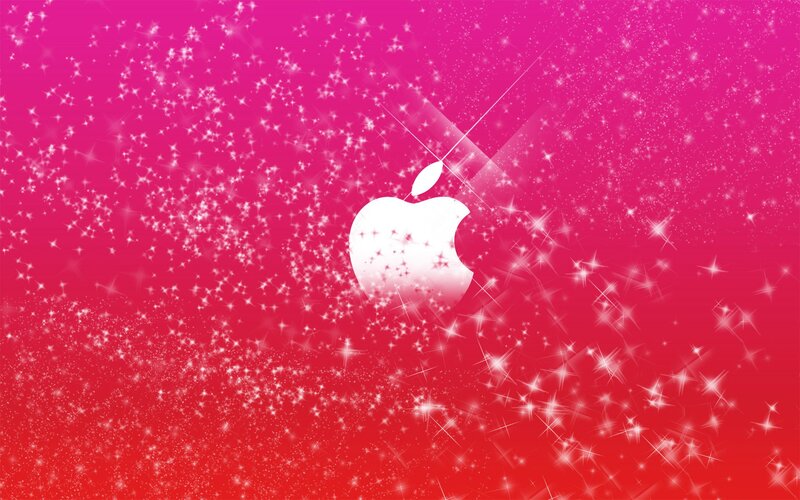 White Apple Logo — Pink, Festive
