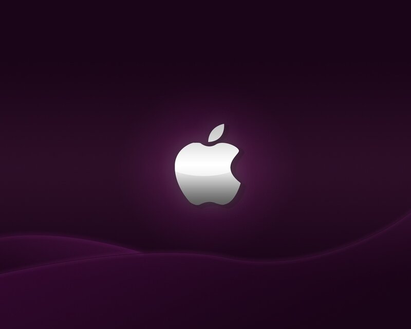 White Apple Logo — Purple, Minimalist, Digital Art