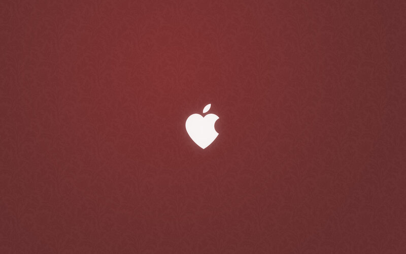 White Apple Logo — Red, Calm, Minimalist