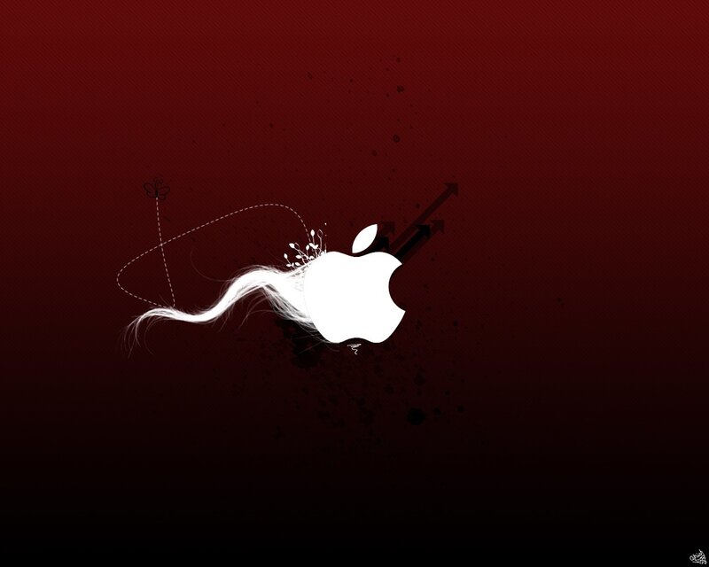 White Apple Logo — Red, Dramatic