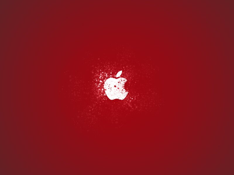 White Apple Logo — Red, Minimalist