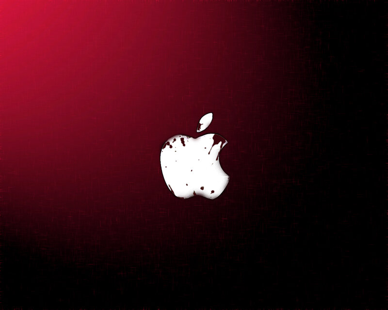 White Apple Logo — Red