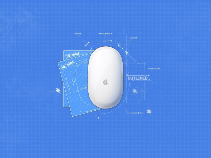 White Apple Mouse — Blue
