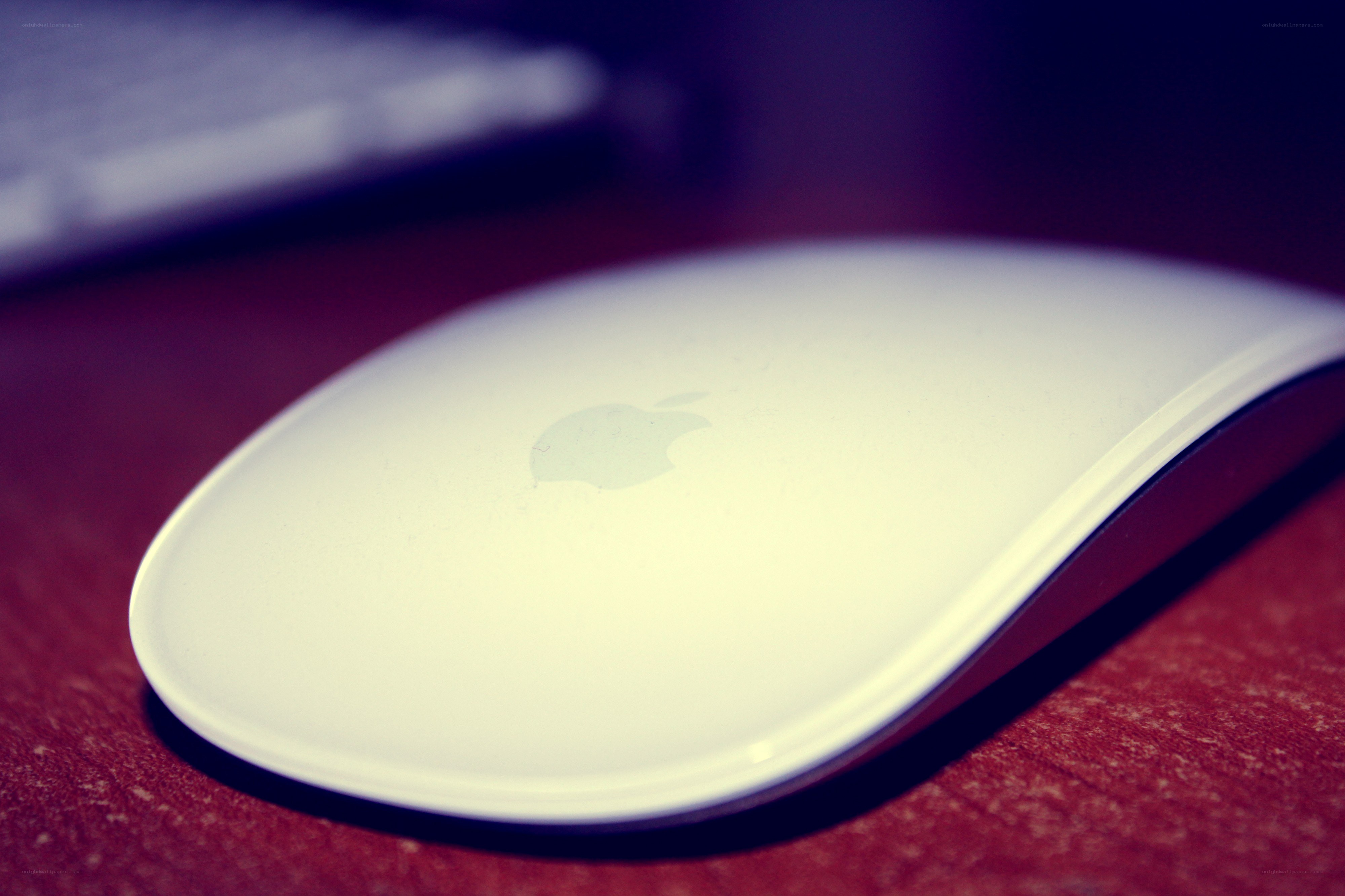 white apple mouse on desk