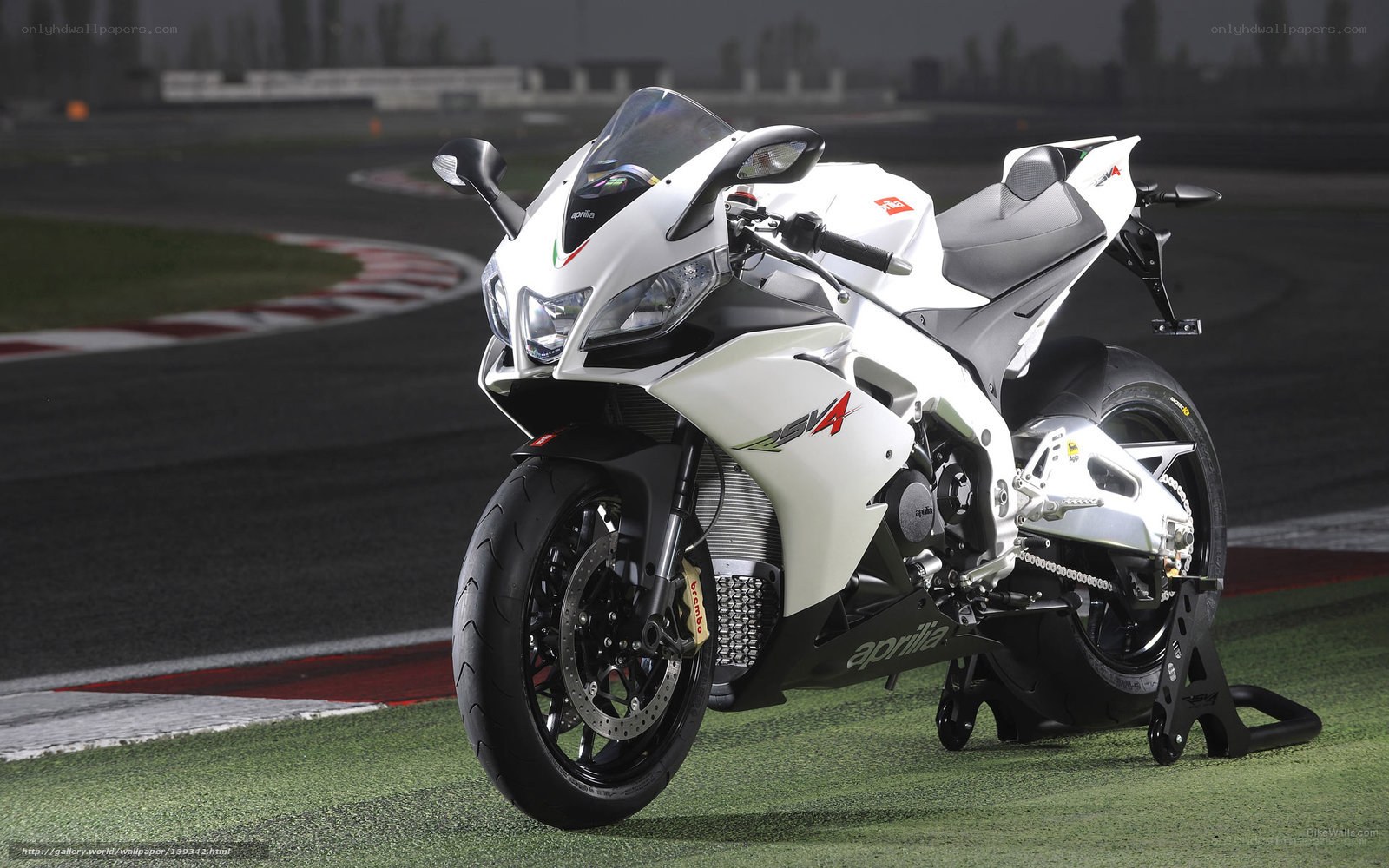 white Aprilia RSV4 motorcycle