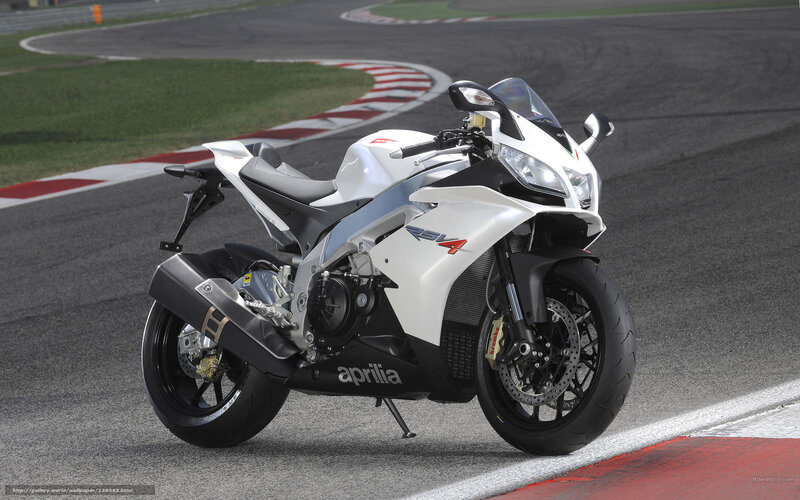White Aprilia RSV4 on racetrack