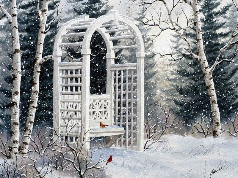 White Arbor in Snow