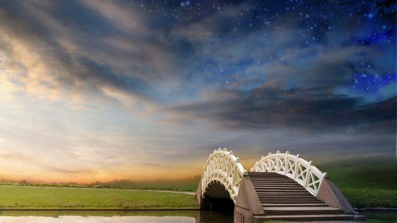 White Arched Bridge — Blue, Dramatic