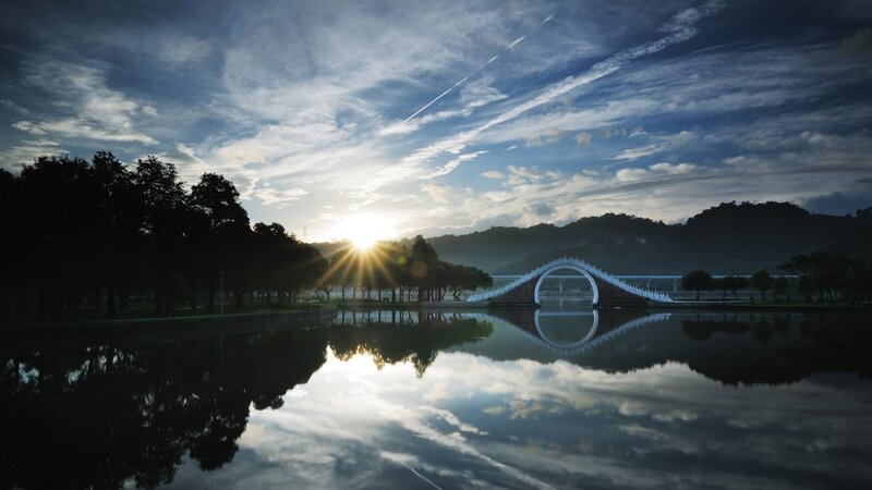 White Arched Bridge — Blue, Serene