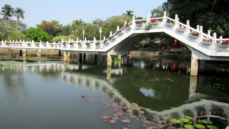 White Arched Bridge — Green, Serene