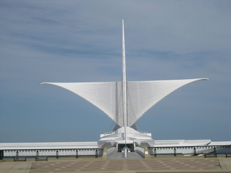 White architectural structure by water