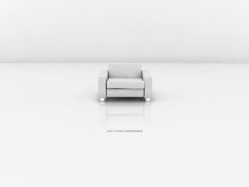 White armchair in minimalist room