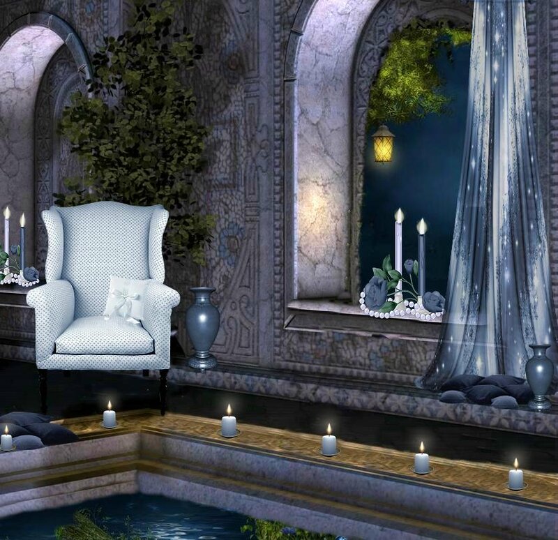 White Armchair in Room — Blue