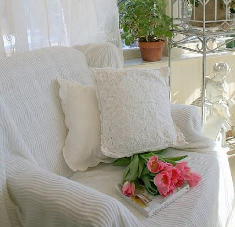 White Armchair with Pillows