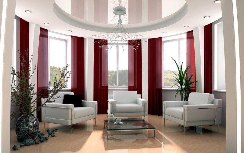 White Armchairs in Living Room — Modern