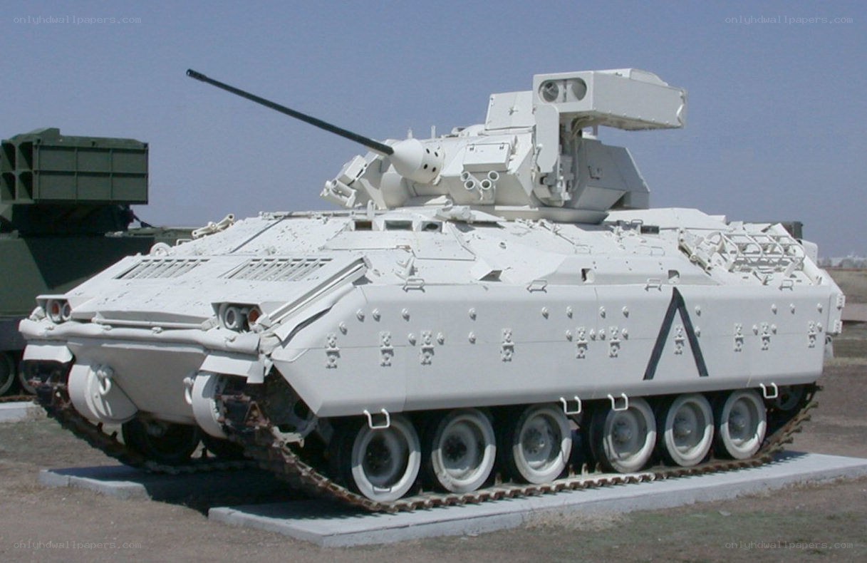 White armored fighting vehicle