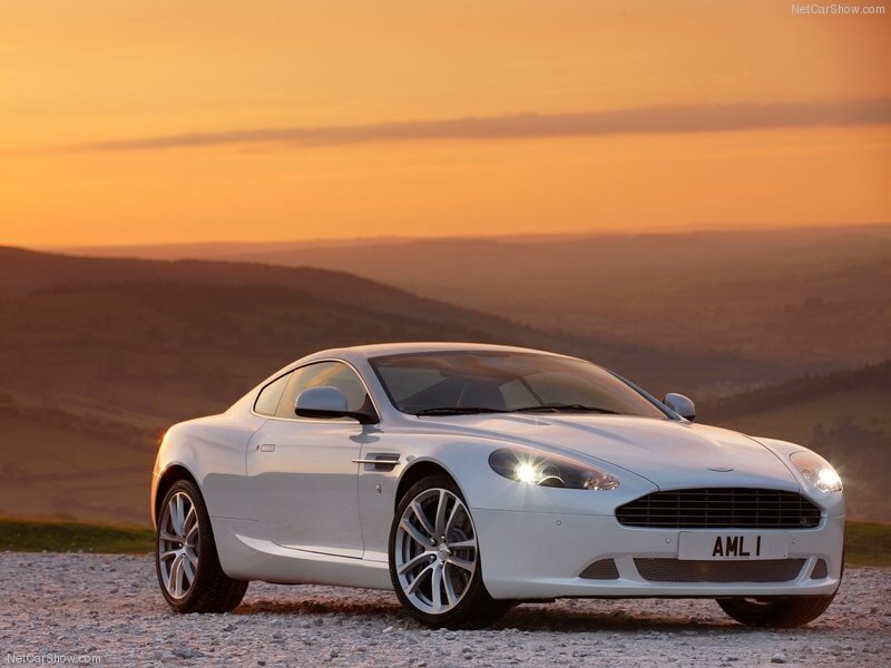 White Aston DB9 at sunset