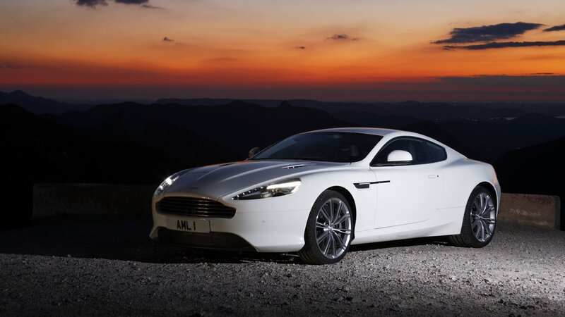 White Aston DBS at sunset