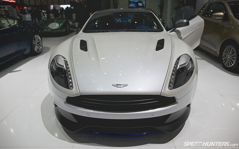 White Aston Martin at auto show