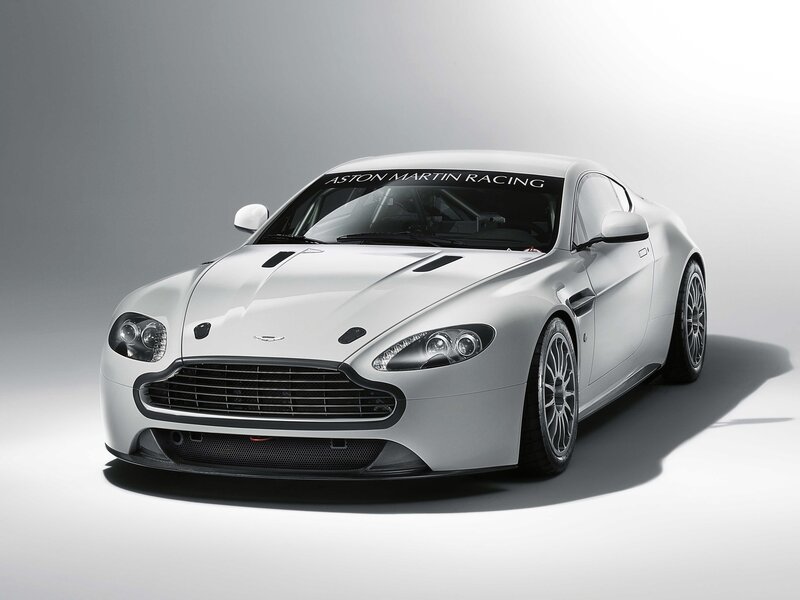 White Aston Martin racing car