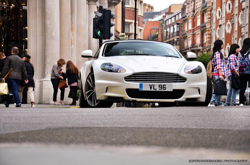 White Aston on a city street