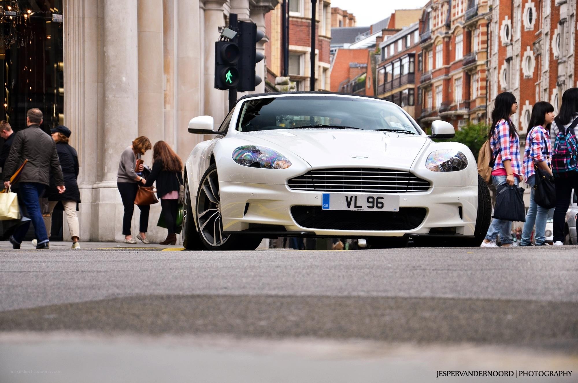 White Aston on a city street