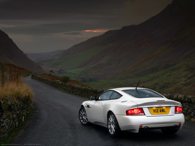 White Aston on a mountain road