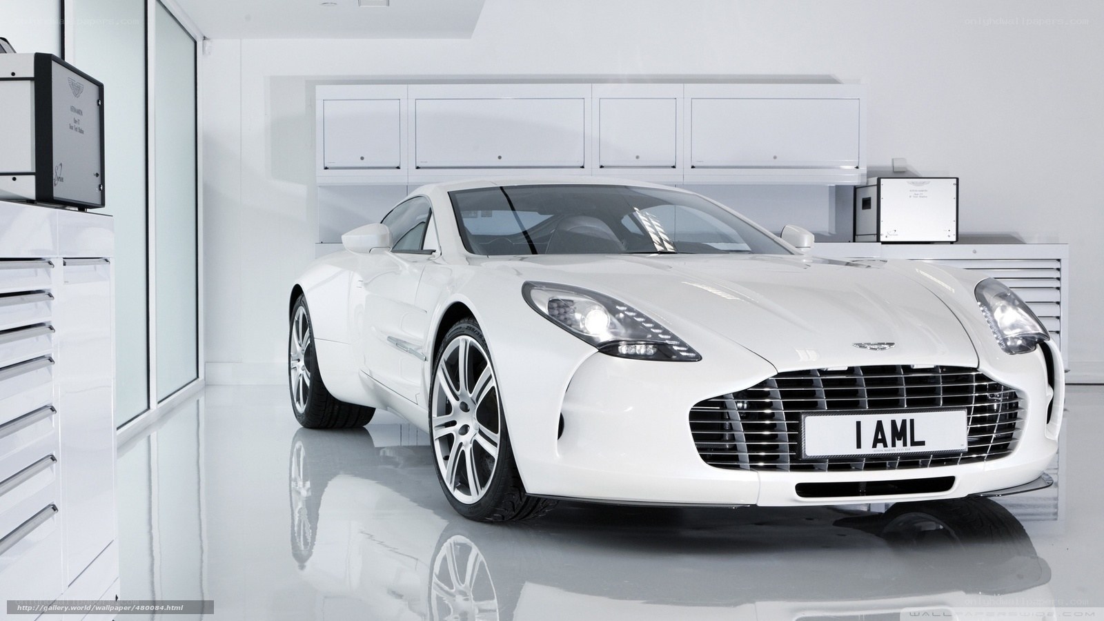 White Aston One-77 in showroom