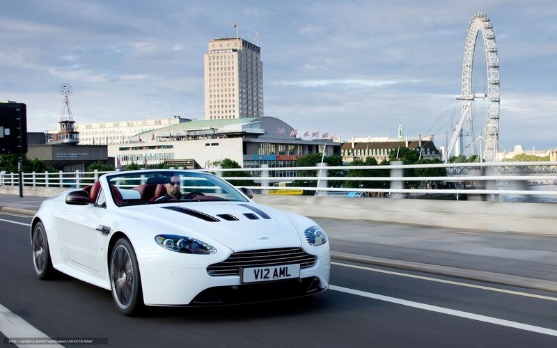 White Aston V12 on London Bridge