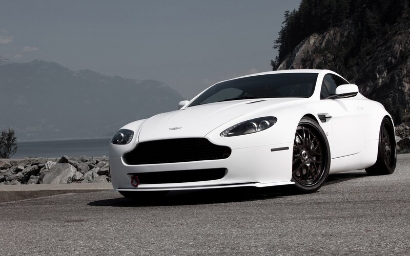 White Aston V8 sports car
