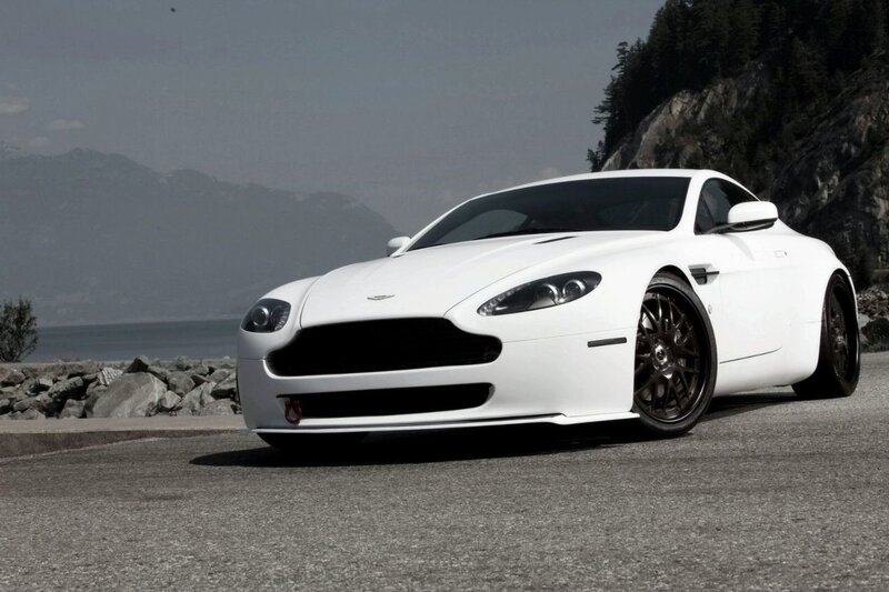 White Aston V8 sports car