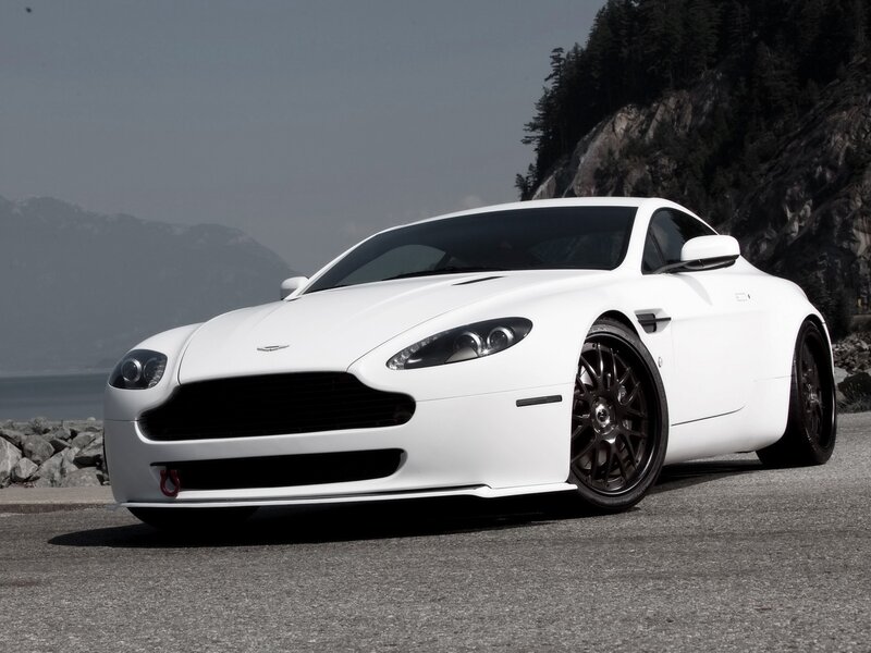 White Aston V8 sports car