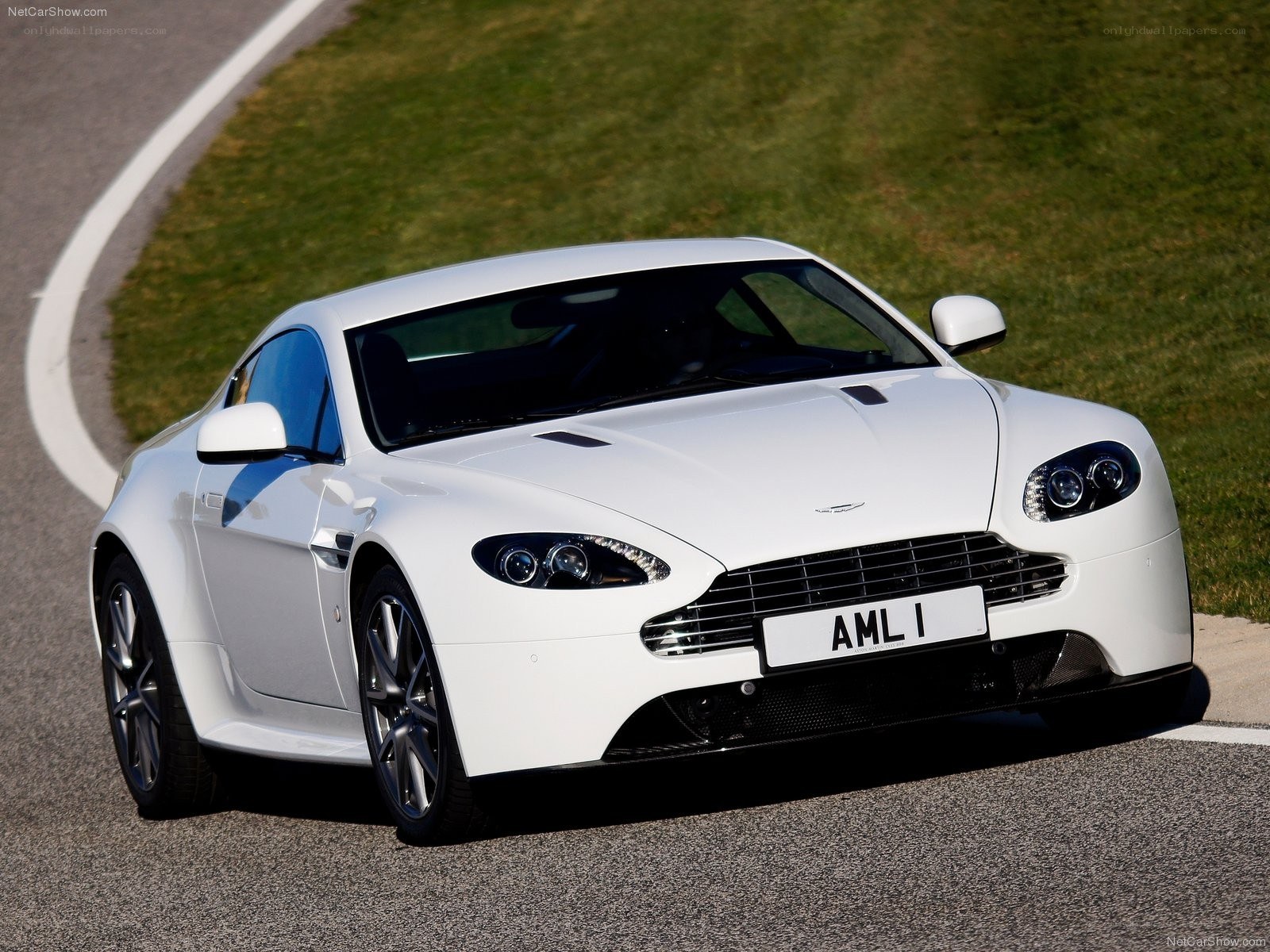 White Aston Vantage on track