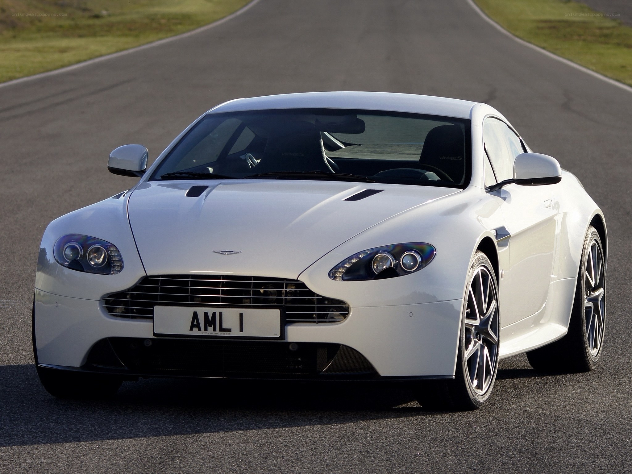 White Aston Vantage on track